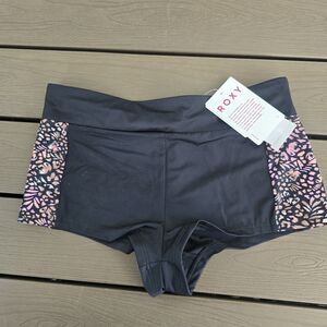 Roxy Womens Black/pattern Active Shorty Bikini Bottoms Lined Stretch Size S New